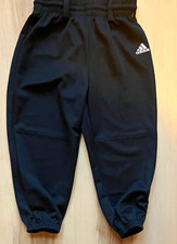 adidas Boys Black Jogger Pants Fleece Drawstring Elastic Waist XS