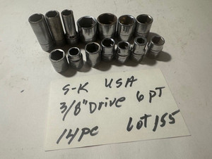 MADE USA - VINTAGE S - K WAYNE LOT OF 14  - 3/8" DRIVE 6 PT METRIC & SAE SOCKETS