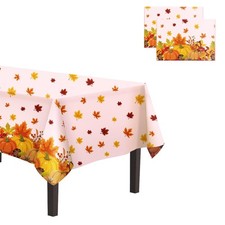 CAKKA Thanksgiving Tablecloth Plastic 54x108 Inch, 2 Pack Disposable Fall Pum...