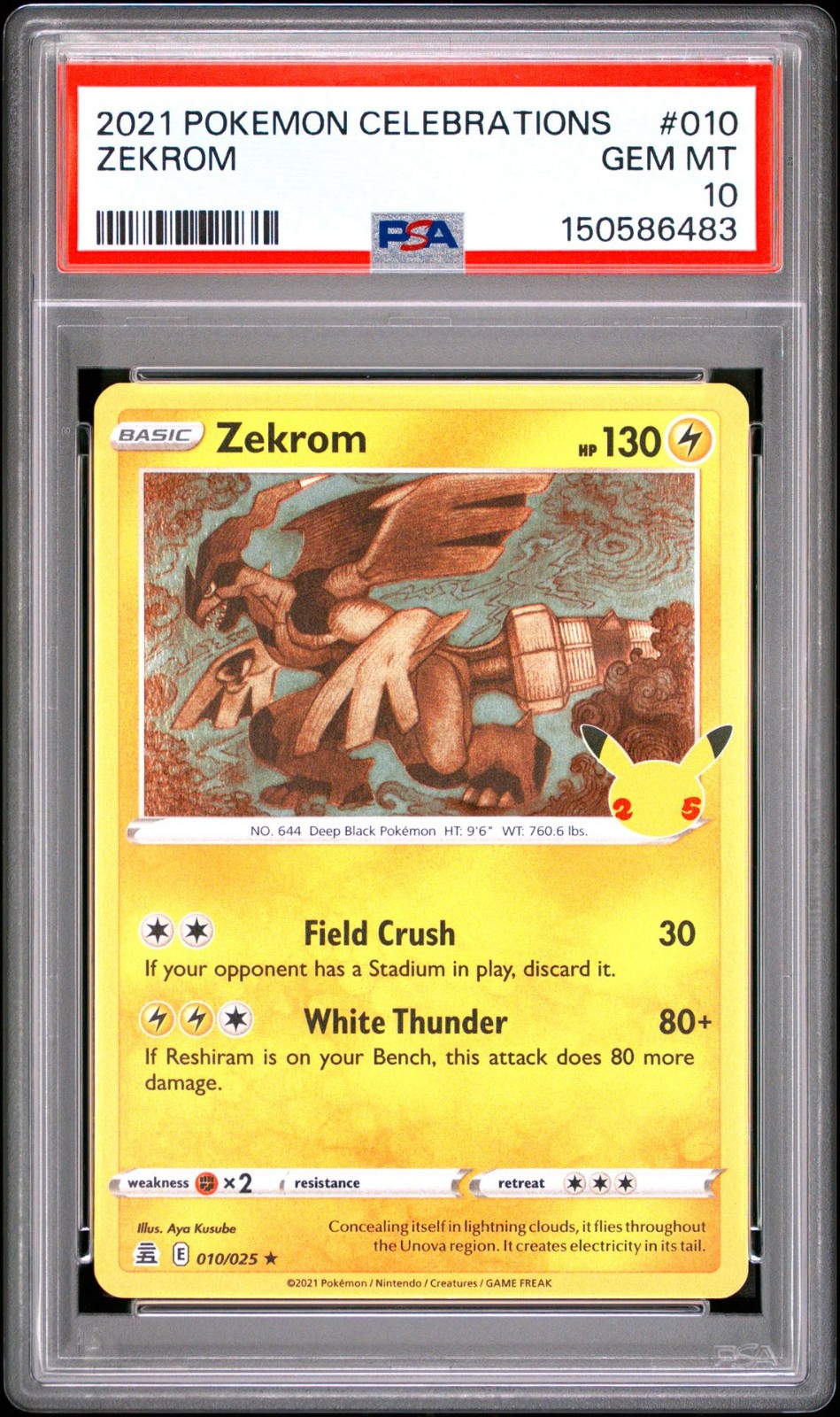 Pokemon 2021 Celebrations Zekrom 010/025 PSA 10