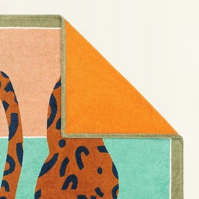 Hermes Beach Bath Towel La Panthere a la Plage Floor Mat Blanket