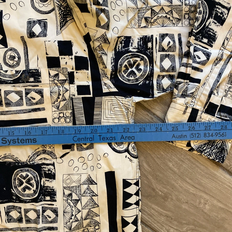 Camisa abotonada estampado geométrico abstracto vintage tallada París rara diseñadora Foto 4 de 4