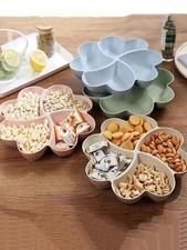 Divided 4 - SECTION Snack Plate Appetizer Serving Platter Nuts Dish Food Tray