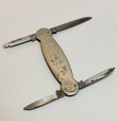 Vintage Swedish Sweden EKA Pocket Folding Knife Celtic Knot Dragon Snake Grips