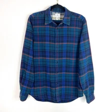 Paul Smith Flannel Shirt Tailored Fit Blue Plaid Long Sleeve Medium
