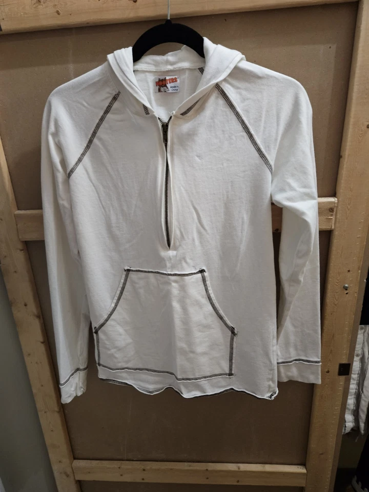 HOOTERS JERSEY MELOCOTÓN MUJER M 1/4 CREMALLERA SUDADERA CON CAPUCHA BOLSILLOS PARA MANOS BLANCO ROTO  Foto 2 de 4