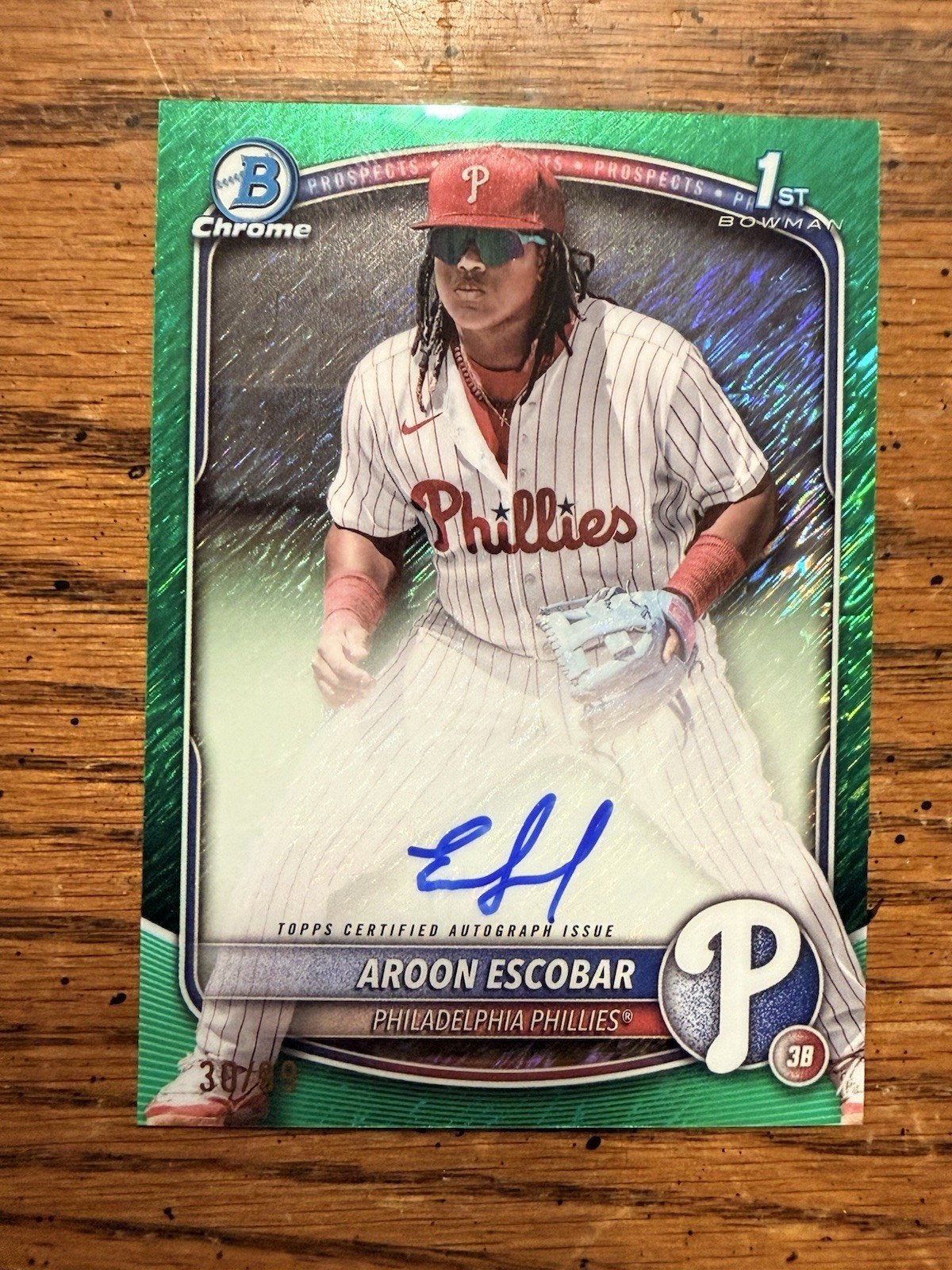 2025 Bowman Chrome -Aroon Escobar 1st Bowman Autograph Green Shimmer /99