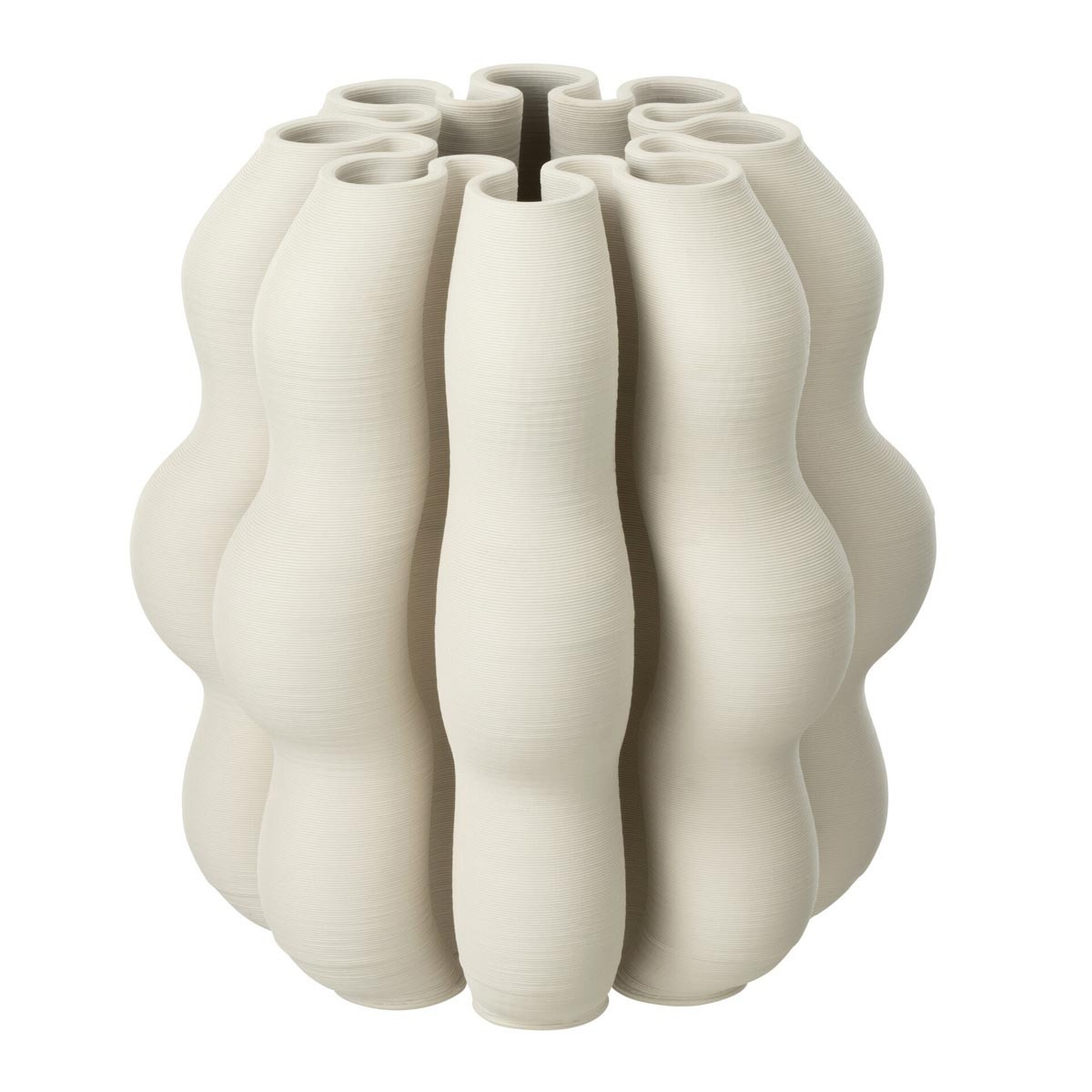 Vase design beige Naos de 25cm idéal sur un buffet de salon chaleureux