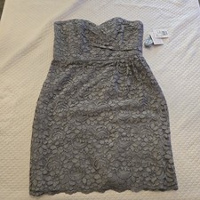 NEW Bridesmaid Dress Davids Bridal in Grey lace strapless Sweetheart 10