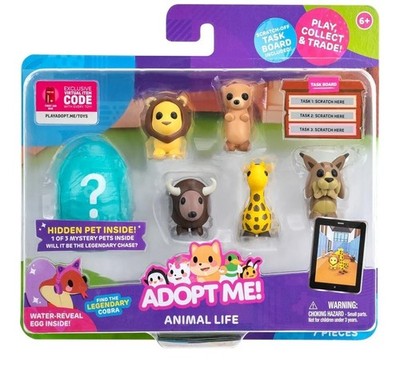 Adopt Me Animal Life Figures Set +Exclusive Virtual Code-Hidden Pet + Task Board