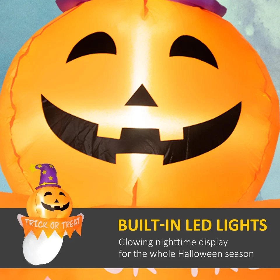 Pegatina inflable para ventana de Halloween de 3,4 pies al aire libre fantasma con cara de calabaza espeluznante Foto 3 de 4