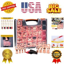 264 PCS Battery Cable Ends Kit,132 PCS AWG 8 6 4 2 1/0 2/0 Heavy Duty Copper ...