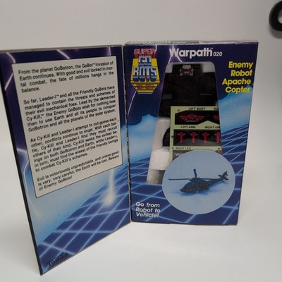 Vintage 1985 Tonka 7252 Super Go Bots Warpath 020 Enemy Robot Apache Copter MIB!