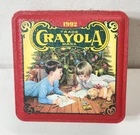 Vintage 1992 Crayola Holiday Tin Box Crayon Storage Red
