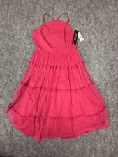 Adrianna Papell Bright Pink Fit and Mesh Halter Dress 14
