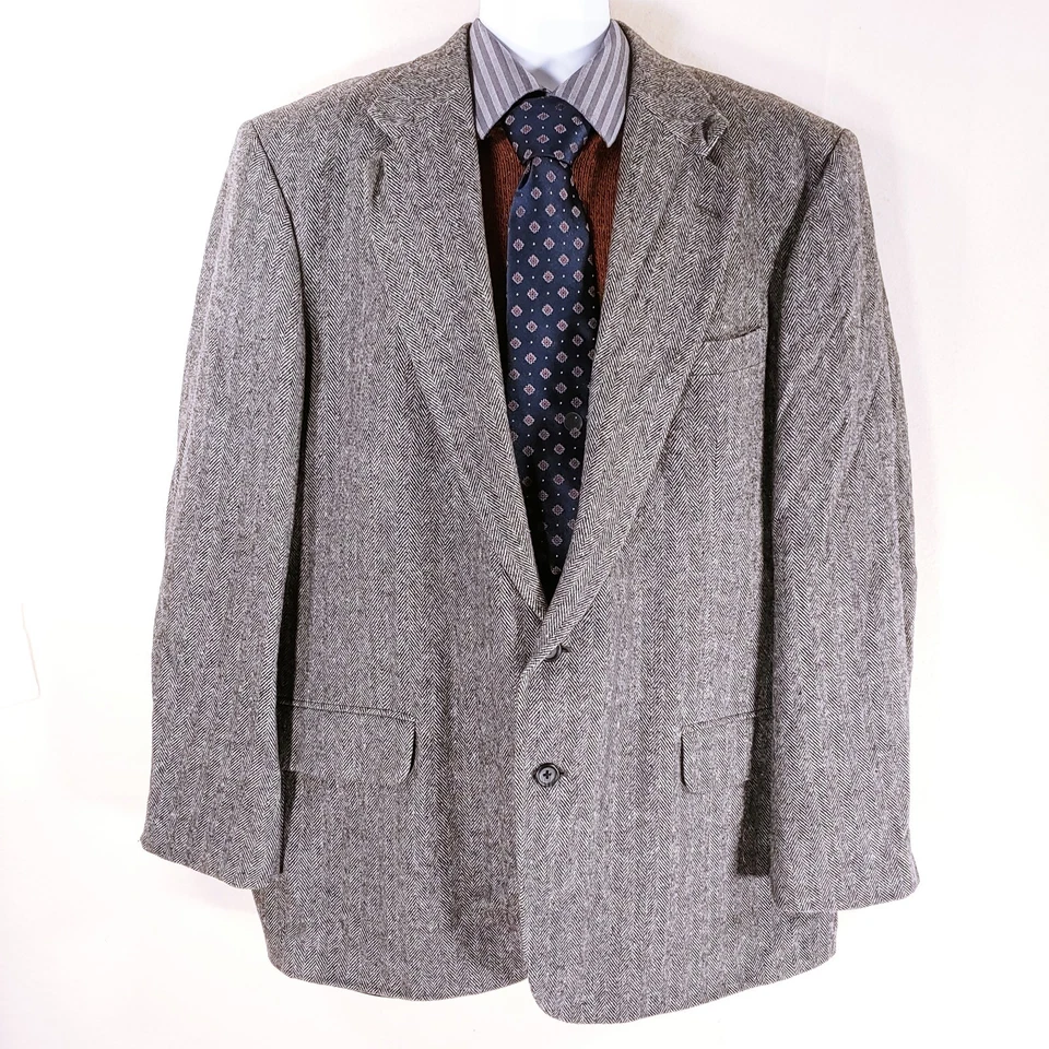 De Colección Abrigo Deportivo Southbridge Tweed Para Hombres 46L Gris Lana Camello Chaqueta 2 Botones Foto 2 de 4