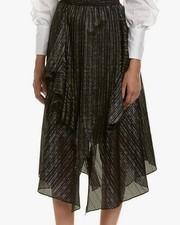 BCBG MAXAZRIA Asymmetrical A-line Skirt featuring a pinstripe pattern layered XS