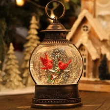 Christmas Snow Globes Cardinal Gift, Light up Musical Snow Globe Christmas Decor