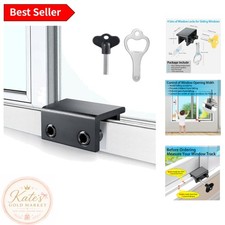 4 Pack Adjustable Window Locks for Ultimate Security - Easy Install, Black