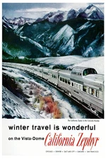 ✨ California Zephyr Retro Travel Poster - Vista-Dome Train Ad - 24x36” Hi-Res💎