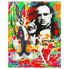 Nastya Rovenskaya- Mixed Media on Canvas "The Godfather"