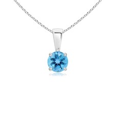 ANGARA 0.32Ct Swiss Blue Topaz Pendant Necklace in Sterling Silver | 18" Chain