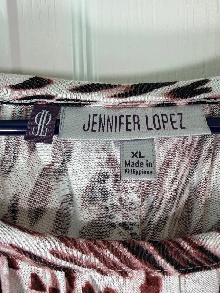 Blusa túnica elástica manga larga con estampado animal XL Jennifer Lopez para mujer Foto 2 de 4