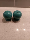 Fiesta Turquoise Ball Salt and Pepper Shaker Set With Rubber Stoppers