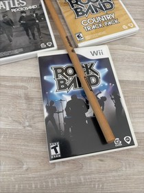 Nintendo Wii Rock Band Bundle ! Drums, Guitar, Pedal, Games! Dongle Free Ship!
