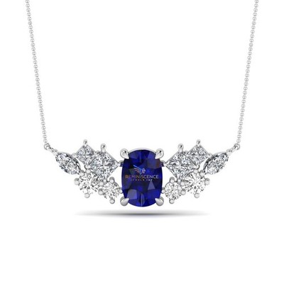 Elegante Verlobungshalskette 14 Karat Weißgold Kissenschliff Laborgrown Diamant