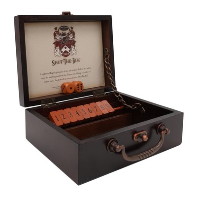 Front Porch Classics Circa Shut-the-Box Wooden 9 Number Dice Game with Case NEW