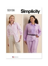 SS3136W2 Sewing Pattern Bundle for Women's Shirts, Loose Fit, Design Code S3...