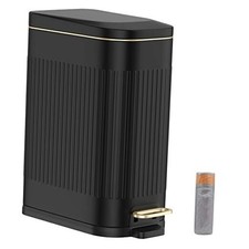 4 Gallon/15 Liter Trash Can with Soft Close Lid,Stainless Steel Trash Black
