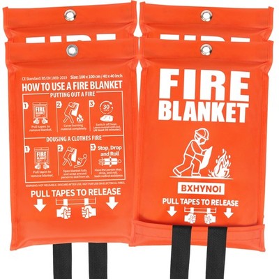Fire Blanket 4 Pack 40''x40'', Essential Fire Safety Blanket for Kitchen Home G...