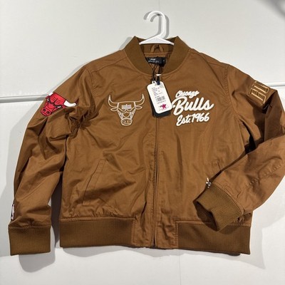 NWT Women's Medium Pro Standard NBA Chicago Bulls Brown Cotton Full Zip Jacket