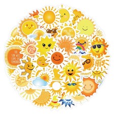 60pcs Sunshine Stickers - Vinyl Waterproof Cute Sun for