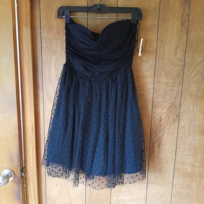 Bongo Women s Size 11 Black Strapless Polka Dot Tulle Dress NWT Back Zip