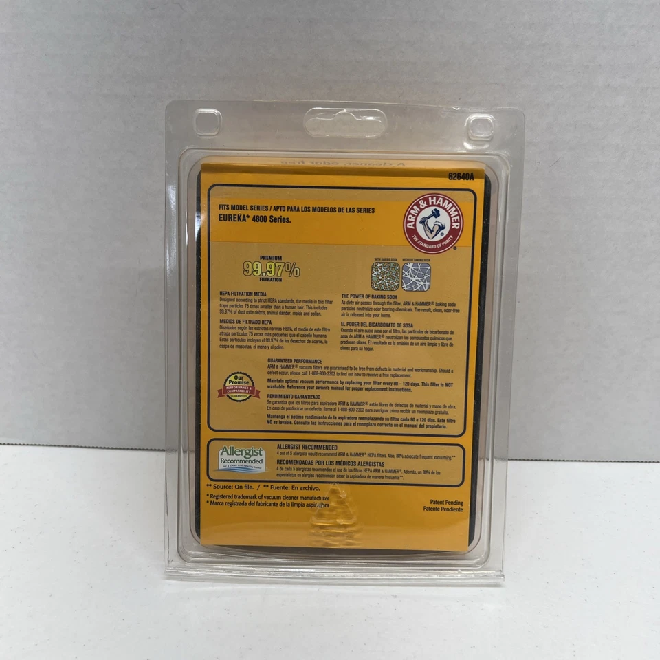 Filtro de vacío eliminador de olores Arm & Hammer Eureka 4800 HF-2 HEPA MEDIA (B) nuevo Foto 2 de 4