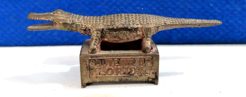 FLORIDA CROCODILE ALLIGATOR BRASS PAPERWEIGHT PENCIL SHARPENER  3 INCH SIZE
