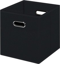 Black Foldable Storage Cubes Bins , Fabric Storage Box Cubes Organizer Baskets