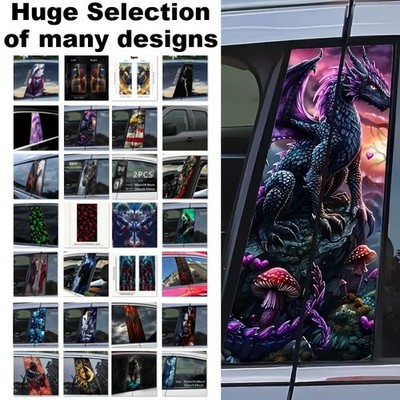 2pcs (1 for each side) Car & Truck Center Sticker B-pillar Protective Film Decor