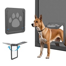 Billionchains Dog Door for Screen with Magnetic Closure 12" x 14", Black