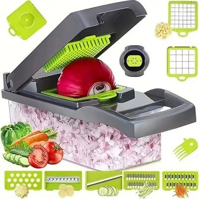 16 Stück Gemüseschneider Würfelschneider Reibe Set mit 304 Edelstahlklingen