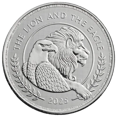 2025 British Lion and American Eagle 1 OZ Silver Coin GEM BU.  **Free Shipping**