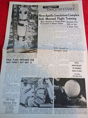 SKYWRITER SPACE SYSTEMS NEWSPAPER MAY 1966 APOLLO SIMULATION AIDS MANNED FLIGHT