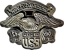 Vintage Harley Davidson Belt Buckle  Eagle Est. 1903 Made in USA Damaged Pewter