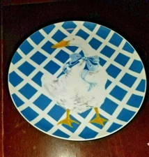 Dept 56 Treillage Lil Boy Blue White Lattice Country Cake Plate Stand Goose Duck
