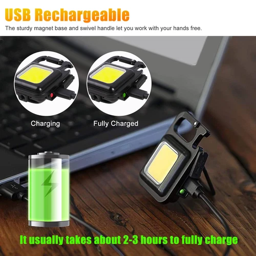 2x 800LM Mini COB Linterna LED Luz de Trabajo USB Recargable Antorcha Llavero Lámpara - Imagen 8 de 11