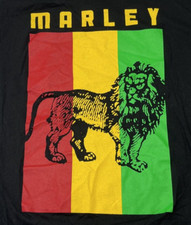 Bob Marley Lion Rasta Colors Graphic T Shirt Black Zion Rootswear Size S