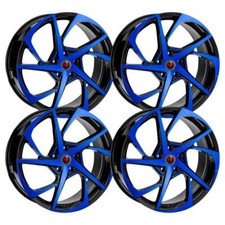 Set-4 Revolution Racing Rr29 18x8 5x114.3 40mm Black Blue Wheels Rims 18 Inch